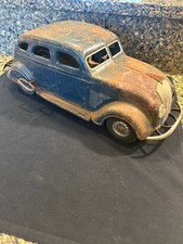 Corcoran Chrysler Airflow pressed steel toy car wind up non working 17 in