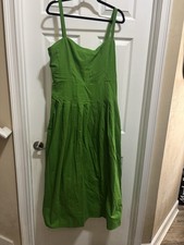 New J. Crew green Lined Midi Dress Summer Sleeveless Women's Size 16 NWT!