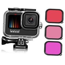 Hero 12 11 10 9 Waterproof Housing Case with 3-Pack Dive Filter for GoPro Hero