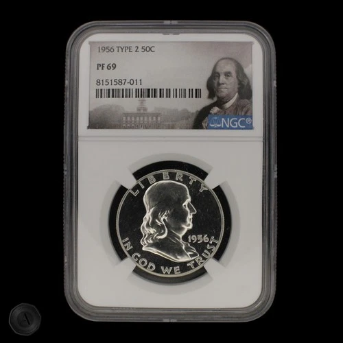 1956 Type 2 Franklin Half Dollar Proof NGC PF69 Franklin Label -E235