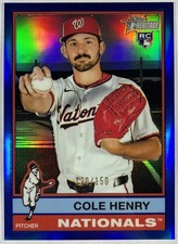 2025 Topps Heritage Chrome Cole Henry Rookie #697 Blue Refractor RC 120/150