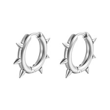 Gothic Spiky hoop earrings, Spike Stainless Steel earrings one pair CE451-S