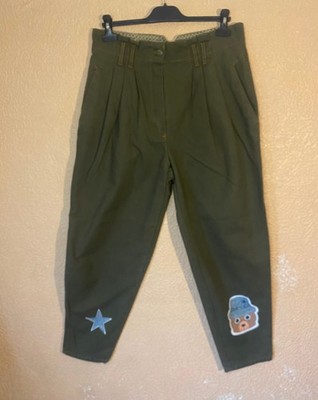 Hose Khaki Flaschengrün Teddybär Sterne Silber Strass Made in Italy
