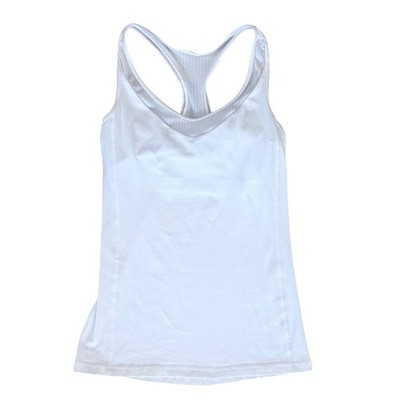 Lululemon White Racerback Tank Top Shirt Size 4 Athleisure Activewear