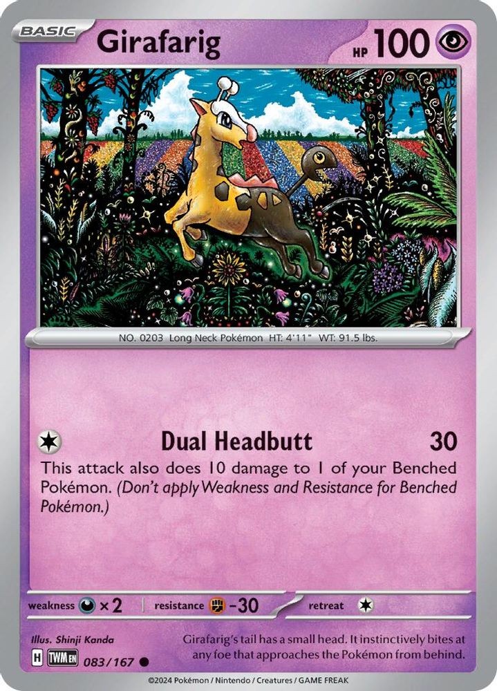 2024 Pokemon: TWM - Girafarig (#083/167, Reverse Holofoil, Common, Near Mint)