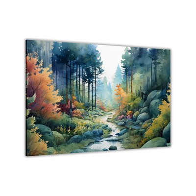 Aquarell Wald Leinwand Wandbild Bild Druck