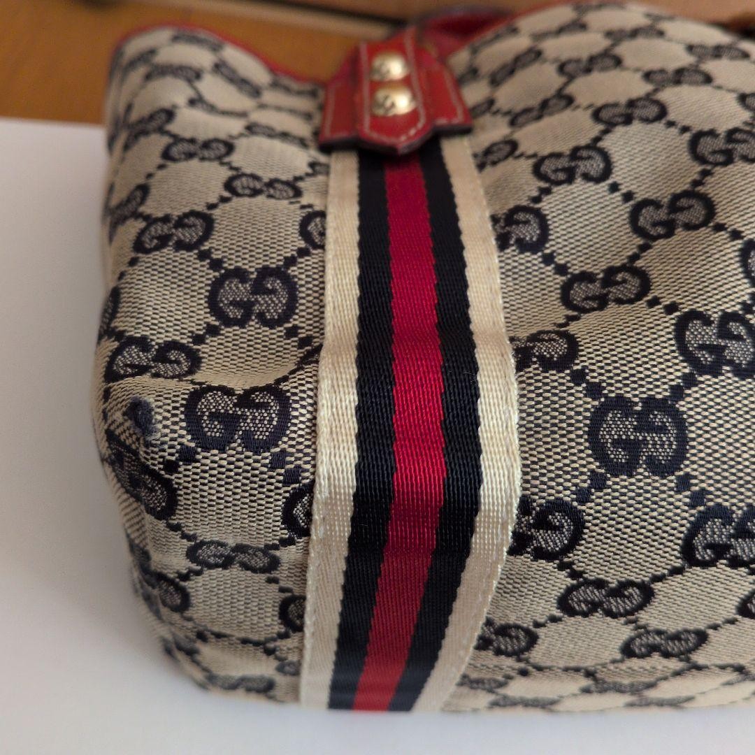 GUCCI GG Canvas Mini Tote Bag Red Authentic Leather Trim Excellent Condition thumbnail 6
