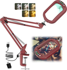 10X Rectangle Magnifying Glass with Light, 5 Color Modes Stepless Dimmable Magni