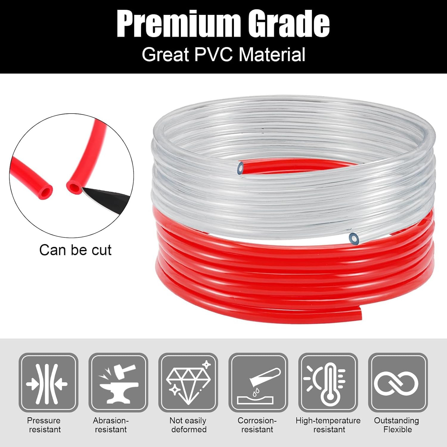 Beer Line Set of 2, 15Ft CO2 Line Gas Hose & Keg Beer Hose Clear PVC Beer Tubing