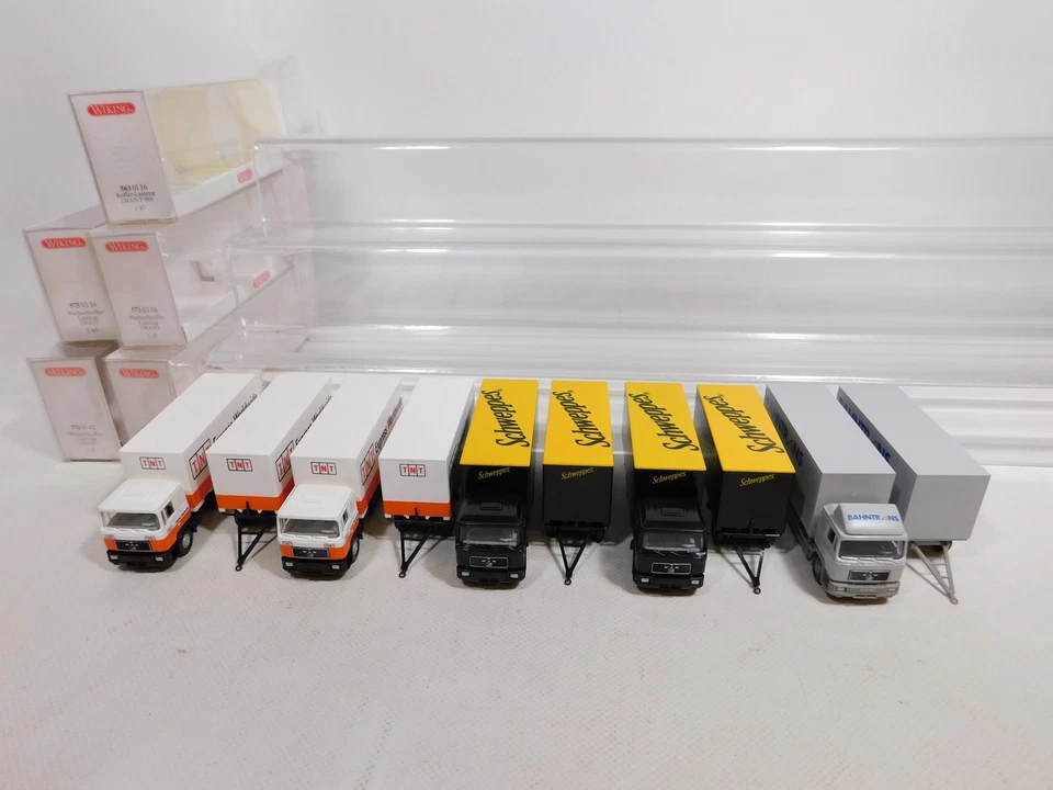 5X Wiking H0 1:87 Camion MAN: 563 + 573 Schweppes + 574 TNT Mint + Box #CY812-1 - Immagine 4 di 4