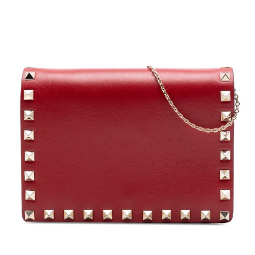Valentino Leather Rockstud Chain Pouch | Pre-Loved | Red | Authenticated