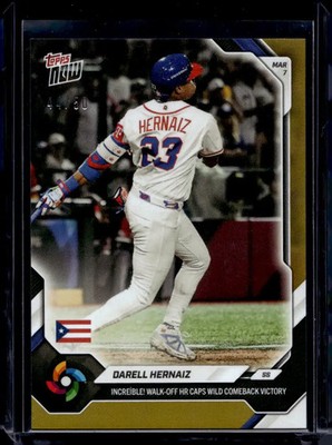 2026 Topps Now World Baseball Classic #WB12 Darell Hernaiz Gold Foil 44/50 WBC