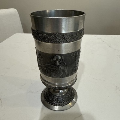Mullingar Pewter Cup / Stein   Hunting Dog & Foal   Made in Ireland   5 3/4'' Tal