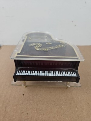 Music Jewelry Box Piano Shape Wind Up Plays My Way Frank Sinatra Functional 
