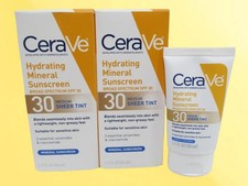 CERAVE HYDRATING MINERAL SUNSCREEN SPF 30 MEDIUM SHEER TINT 1.7 OZ EXP:2027 2PCS