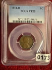 1914-D Lincoln Wheat Small Cent PCGS VF25 BN Bronze Graded Coin ref#173