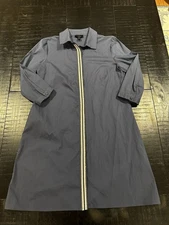 MSK Navy Zip Front A-Line Shirt Dress Sequins Women's Size Medium EUC