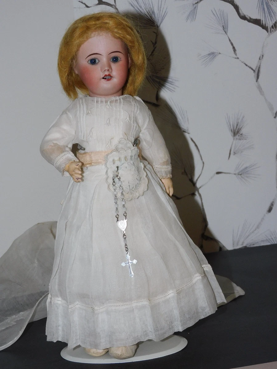 Ensemble pour poupée taille Bleuette (27cm) robe, chaussure, chapeau