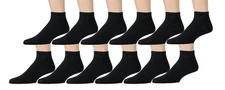 12 PK of Yacht & Smith Men's Cotton Diabetic Ankle Socks Black King  13-16