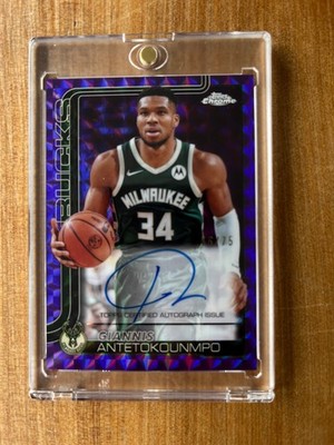 2025-26 Topps Chrome Giannis Antetokounmpo Purple Geometric Auto /75 Bucks