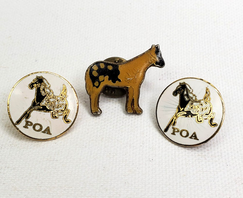 Vintage Lot 3 POA Pony of the Americas PONY Club LAPEL Enamel PINS Horse