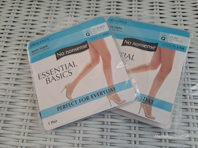 No Nonsense Knee Highs. Size Q. RT Style. Beige, Jet Black. Sissy Fem CD Trans