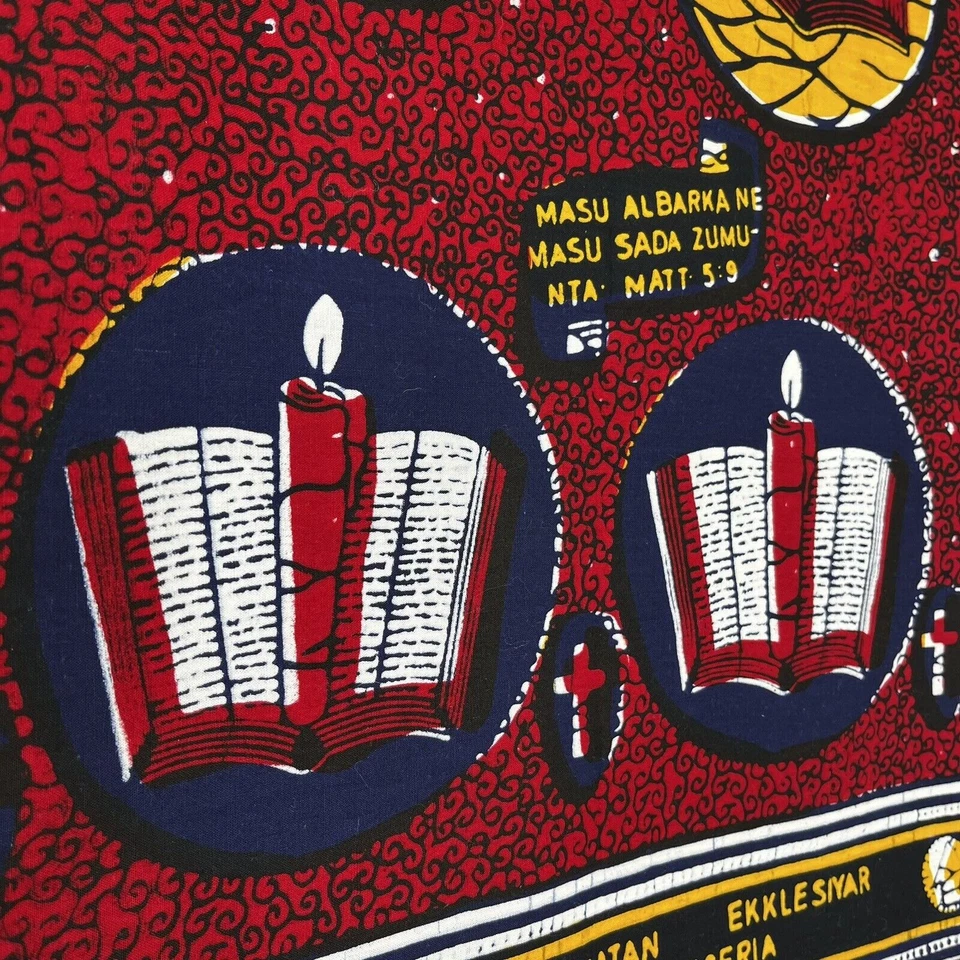 Tecido de algodão Bíblia religiosa com estampa de cera africana verdadeira 1-7/8 jardas x 44 de largura - Imagem 3 de 4