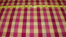Red Gold Plaid Print Upholstery Fabric Remnant F466