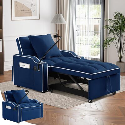 Sofa Bed Chair 3-in-1 Convertible Chair Bed Folding Single Recliner Sleeper Sofa