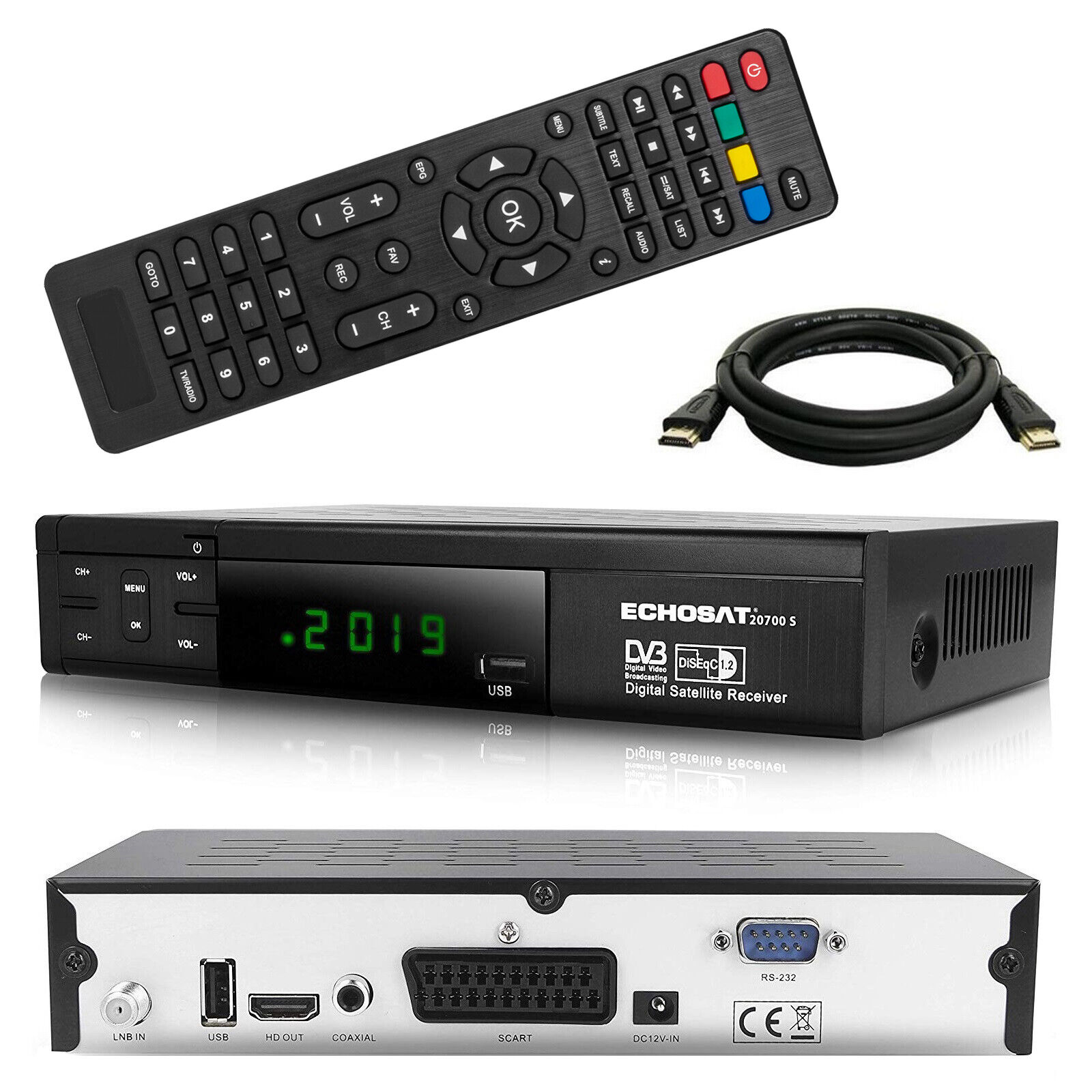 HD SAT Receiver Echosat 20700 Digital mit HDMI + SCART Full HDTV USB 1080p Tuner