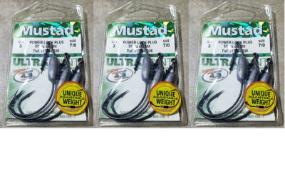 3 Lot Mustad Power Lock Plus 3/8oz 7/0 3-Pack