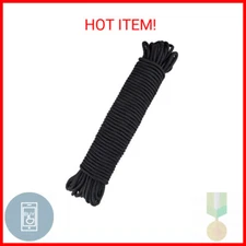 jijAcraft Nylon Rope, 100 Feet Black Nylon Rope, 1/4 Inch Solid Braided Rope Thi