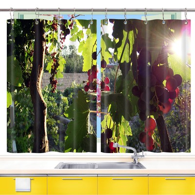 Purple Grape Kitchen Curtains 2 Panel Set Decor Window Drapes