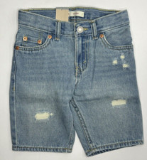Boys Size 5 Levi's 511 Slim Denim Shorts Adjustable Waistband Ripped Blue