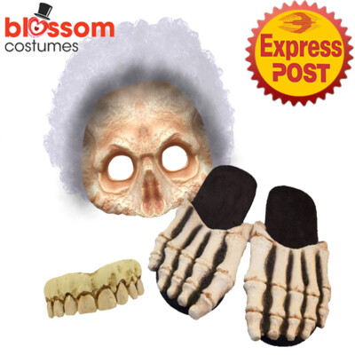 AS460 Mens Billy Bob Skeleton Sandal Wig Teeth Halloween Costume Accessories