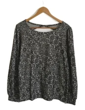 LOFT Floral Jacquard Cutout Back Top Size L