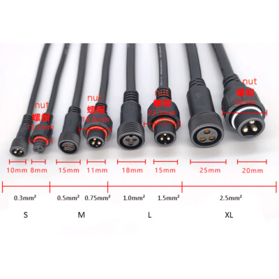 3 Pin Waterproof Male Female Connector Electrical Wire Plug Power