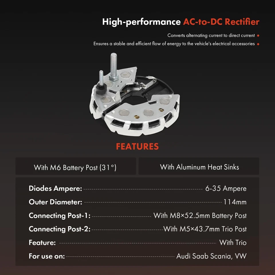 Diodo rectificador alternador para Volkswagen Jetta 1986-1992 Passat Golf BMW 318i Foto 2 de 4