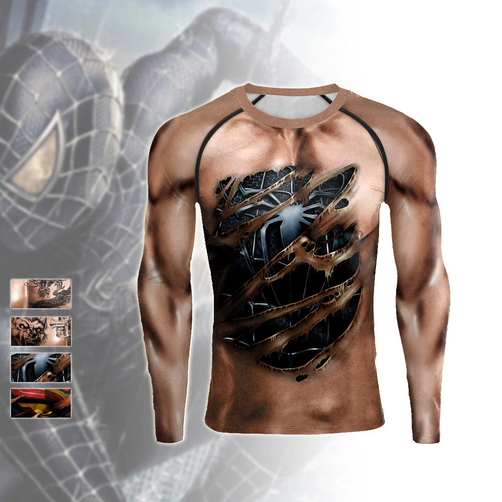 Venom Muscle T-shirts Sports Men Tops Long Sleeve Tee Cosplay Costume Quick  Dry | eBay