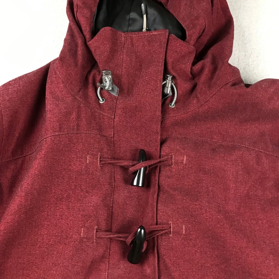 Cabelas Jacket Womens Large Red Toggle Button Lined Hooded Coat Outerwear - Image 3 of 4