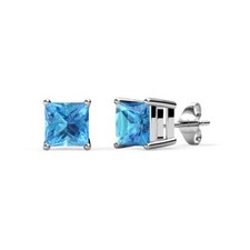 Blue Topaz 4mm Solitaire Stud Earrings 0.60 ctw in 14K Gold JP:64007