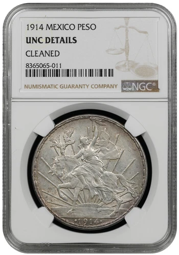 1914 Un Peso Caballito Mexico Key Date 100th Anniversary NGC UNC Detail