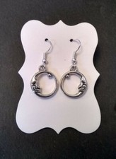 Silver Moon Star Hoops Silver Plated Earrings Hooks Ear Wires Tibetan Charm Boho
