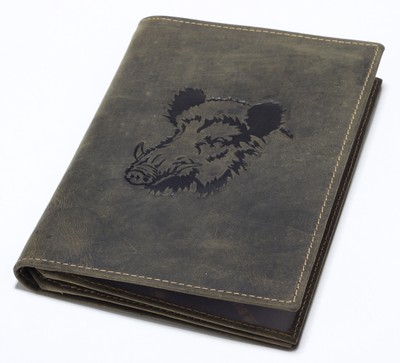 Greenburry Kartenetui Dokumententasche mit Wildschwein Motiv grün | 16,5x12cm