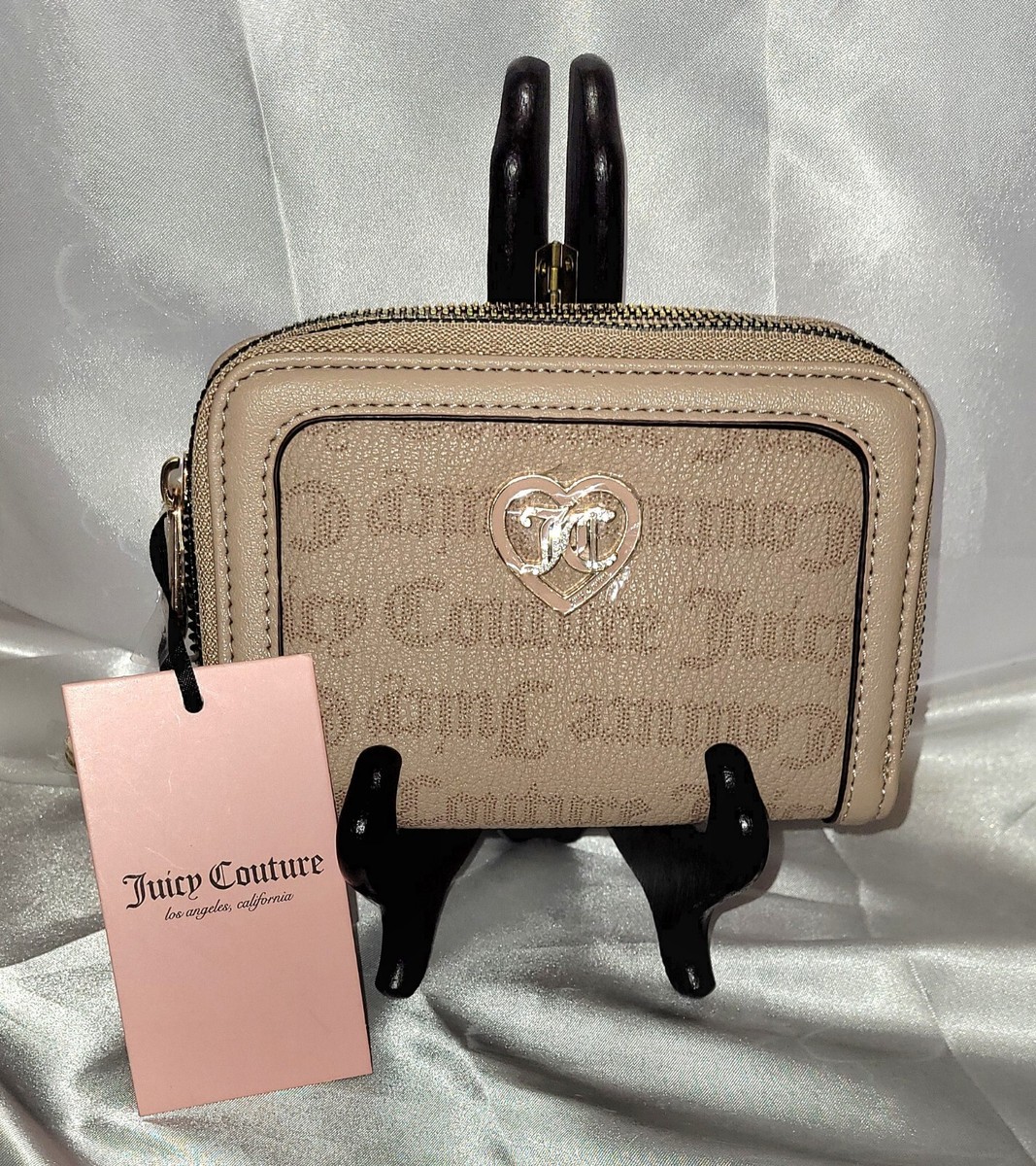 Juicy Couture All Over Logo Print Cafe Bifold Double Zip Wallet