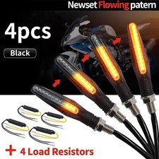 4x Motorcycle Sequential Flowing LED Turn Signal Indicator Light + Load Resistor
