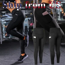 Women High Waist Yoga Pants Pockets Sport Gym Compression Leggings Fitness Tight