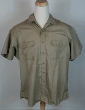 Vtg 70 80s Roebucks Sears Khaki Tan Work Shirt XXL Mechanic Motorcycle