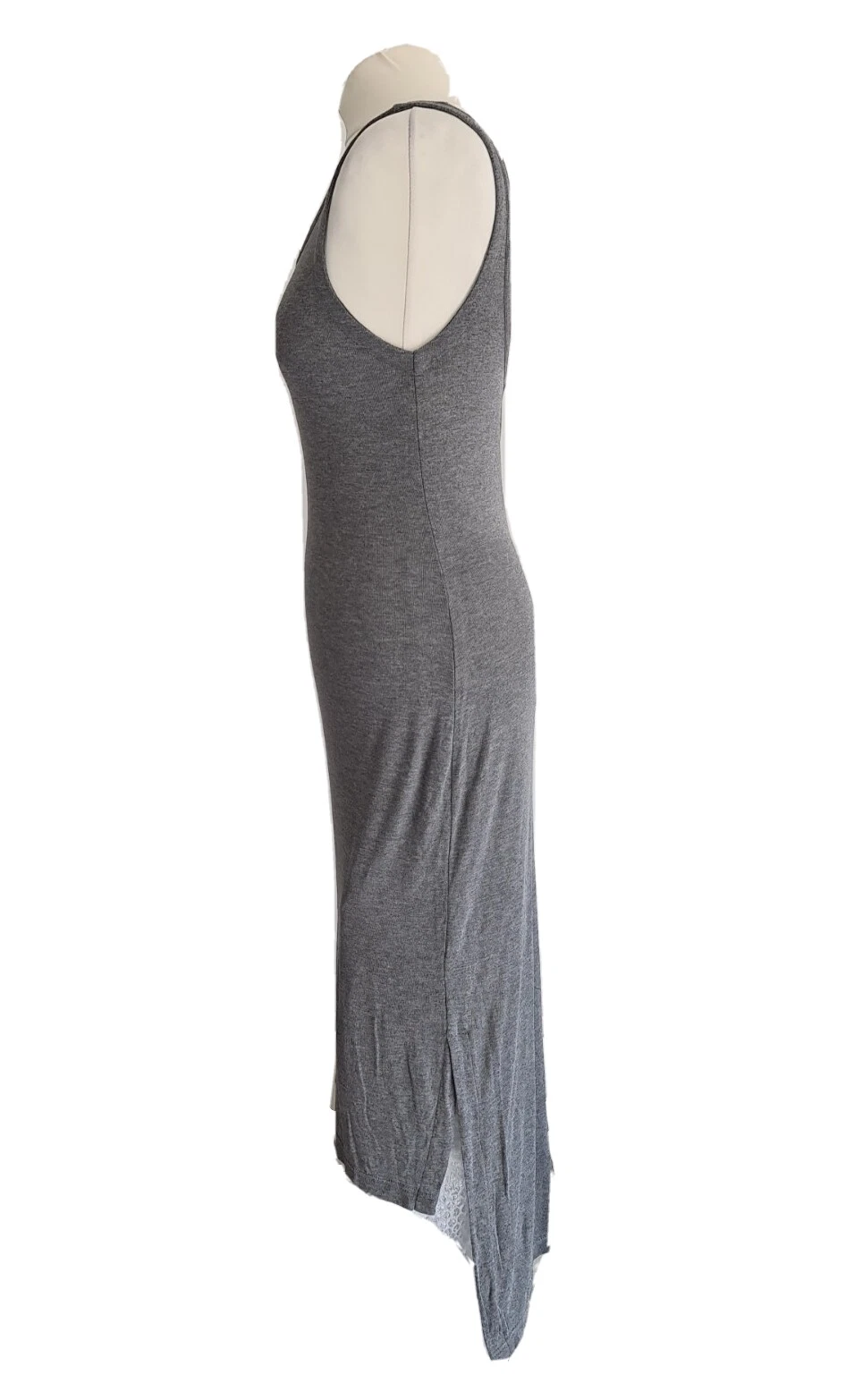 T ALEXANDER WANG ABITO DONNA GRIGIO SMANICATO JERSEY MIDI SLIP. SMALL UK 8.