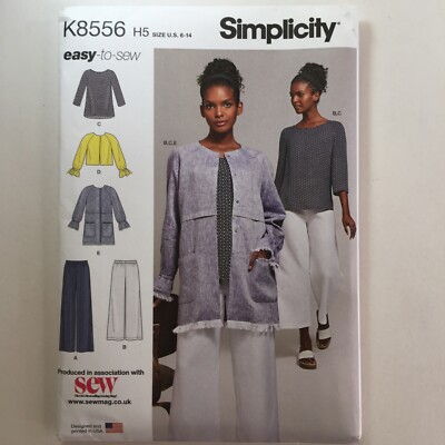 Simplicity 8556 Boxy Top Weite Hose Shirt Oberteil Jacke Damen Neu Ungeschnittenes Muster